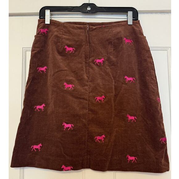 Vintage Lilly Pulitzer Corduroy Mini Skirt w/ Embroidered Pink Horses Size 4 - Picture 2 of 4